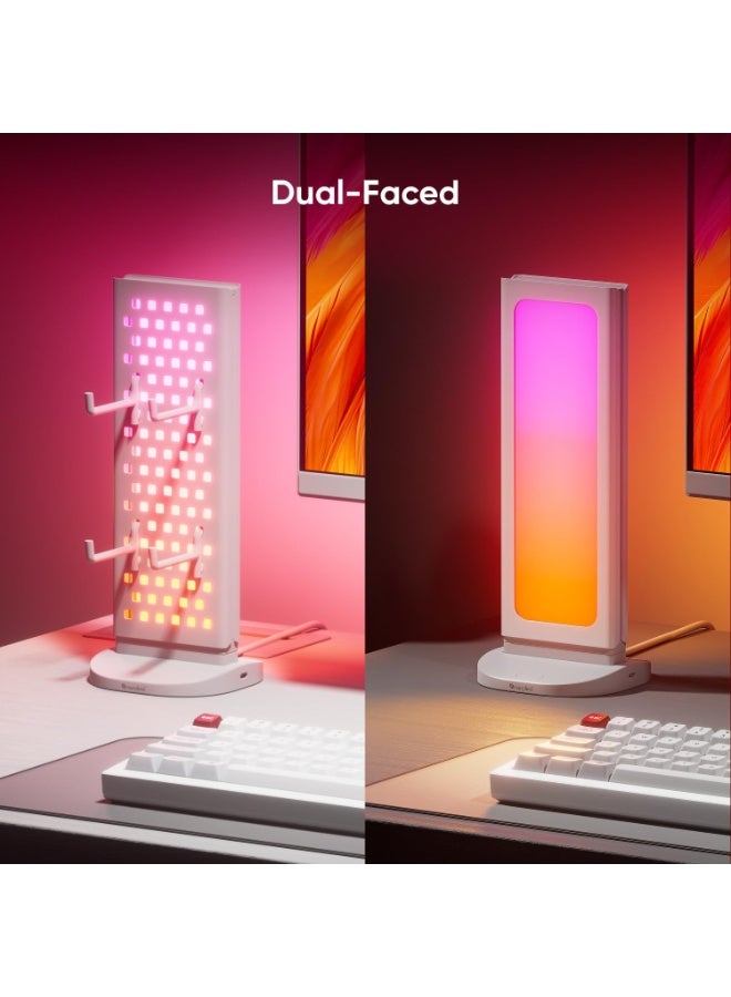 Nanoleaf Pegboard Desk Dock with LED Display | RGB Light Effects, Desk Storage, Connectivty, Stylish Desk Set-up for Gen Z, Compatible with Mac & Windows - White - Image 5